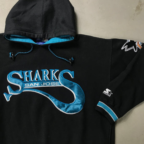 San Jose Sharks Vintage Starter Hoodie - vintage starter karlkani sergiotacchini