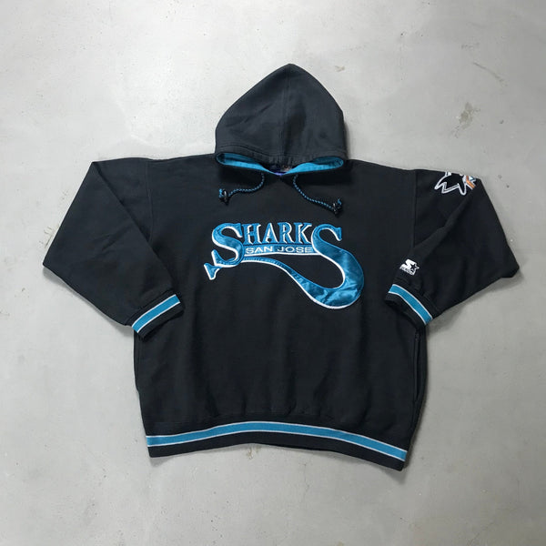 San Jose Sharks Vintage Starter Hoodie - vintage starter karlkani sergiotacchini