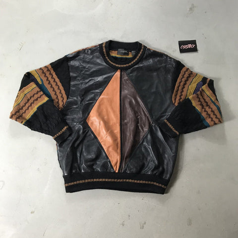 Leather Coogi Style Vintage Crewneck - vintage starter karlkani sergiotacchini