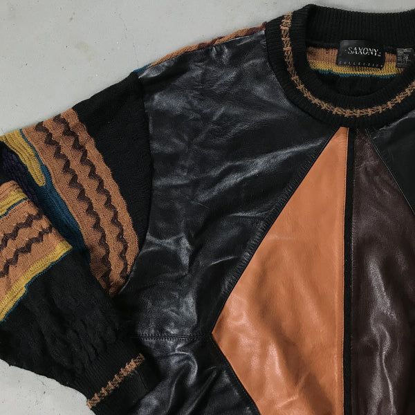 Leather Coogi Style Vintage Crewneck - vintage starter karlkani sergiotacchini